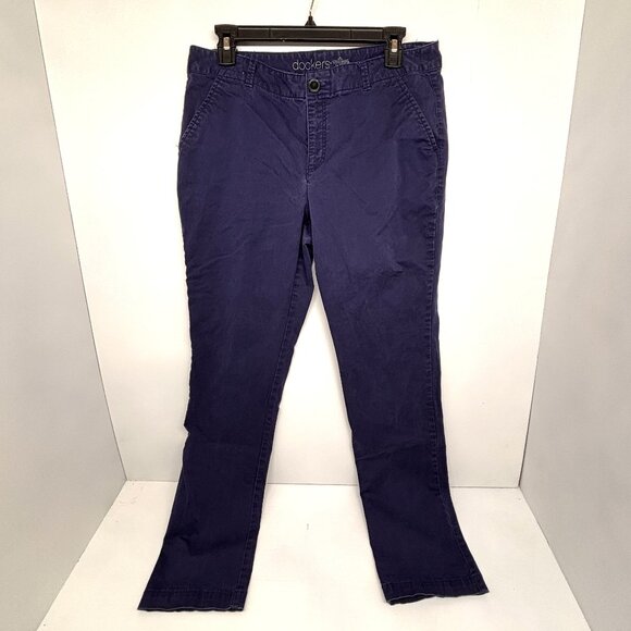 Dockers Navy Khaki Pants Flat Front 4 Pockets Cotton Pants Women's Size 10M - Picture 1 of 5